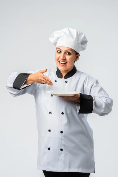 female indian asian chef presenting 600nw 2495353419